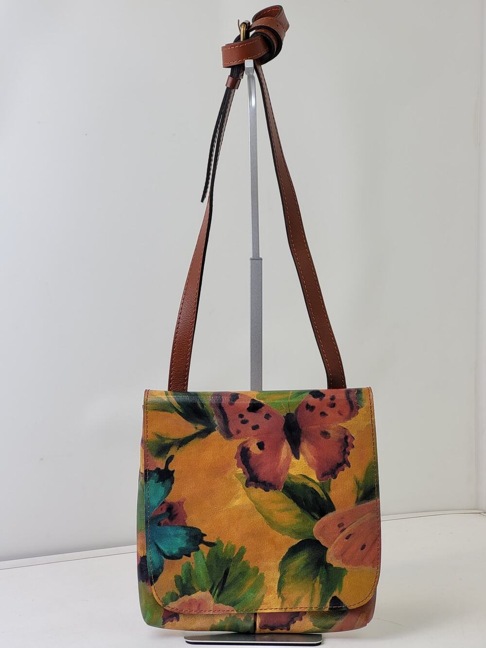 Patricia Nash Granada Leather Crossbody Bag Watercolor Butterfly EUC